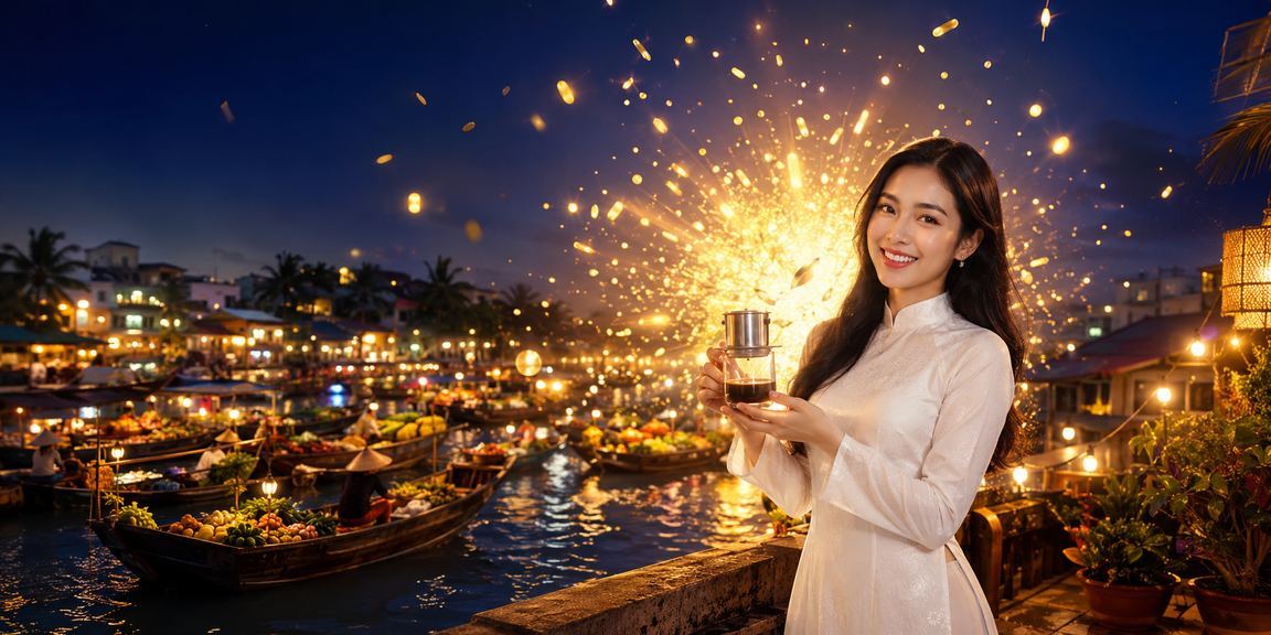 Người chơi casino trực tuyến tại quán cà phê Cần Thơ với điện thoại trên tay